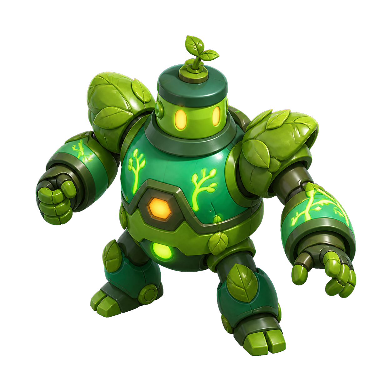 Robot verde del bosque